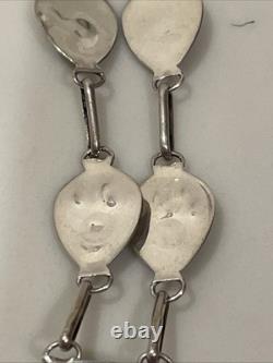 Native American Navajo Sterling Silver Turquoise Bear Paw Necklace 18