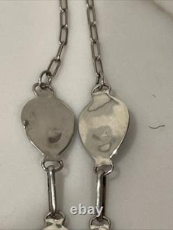 Native American Navajo Sterling Silver Turquoise Bear Paw Necklace 18