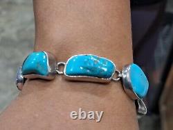 Native American Navajo Sterling Silver Turquoise Bracelet Sz 7