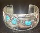 Native American Navajo Sterling Silver Turquoise Coral Bracelet -emery Yazzie