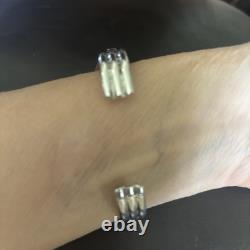 Native American Navajo Sterling, Silver Turquoise Cuff Bracelet Leaf
