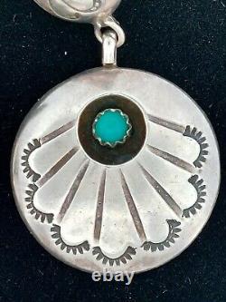 Native American Navajo Sterling Silver Turquoise Dangle Earrings Length 45mm