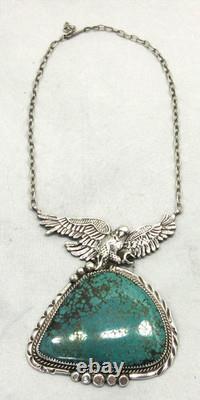 Native American Navajo Sterling Silver Turquoise Eagle Necklace Daniel Etcity #8