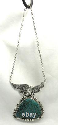 Native American Navajo Sterling Silver Turquoise Eagle Necklace Daniel Etcity #8