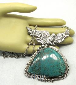 Native American Navajo Sterling Silver Turquoise Eagle Necklace Daniel Etcity #8