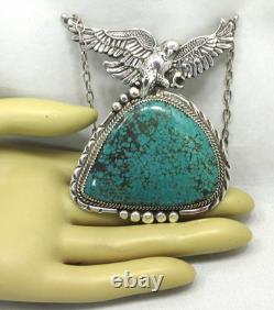 Native American Navajo Sterling Silver Turquoise Eagle Necklace Daniel Etcity #8