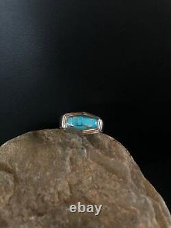 Native American Navajo Sterling Silver Turquoise Inlay Ring Size 1301