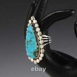 Native American Navajo Sterling Silver & Turquoise Ring By Greg Yazzie