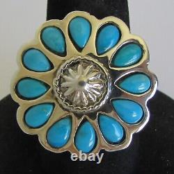 Native American Navajo Sterling Silver Turquoise Ring Size 6.5 By Bobby Platero