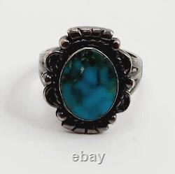 Native American Navajo Sterling Silver Turquoise Ring Size 6.75 Approx