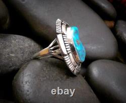 Native American Navajo Sterling Silver Turquoise Ring Size 8.25 By Eugene Belone