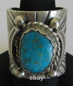 Native American Navajo Sterling Silver Turquoise Ring Size 9 Signed Delvin John