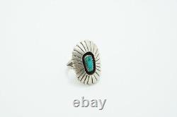 Native American Navajo Sterling Silver Turquoise Shadow Box Ring, Jimmy Yazzie