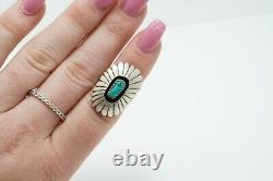 Native American Navajo Sterling Silver Turquoise Shadow Box Ring, Jimmy Yazzie