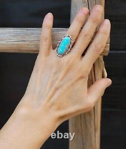 Native American Navajo Sterling Silver Turquoise Women's Ring Size 6.5