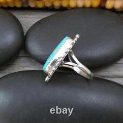 Native American Navajo Sterling Silver Turquoise Women's Ring Size 6.5