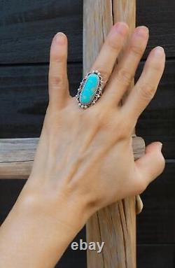 Native American Navajo Sterling Silver Turquoise Women's Ring Size 6.5