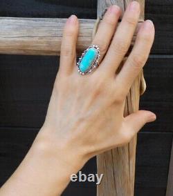 Native American Navajo Sterling Silver Turquoise Women's Ring Size 6.5