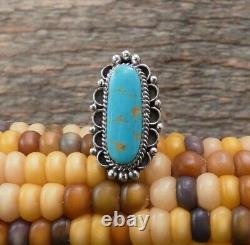 Native American Navajo Sterling Silver Turquoise Women's Ring Size 6.5