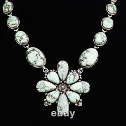 Native American Navajo Sterling Silver & Variscite Necklace By Randall Endito