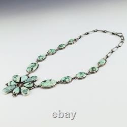 Native American Navajo Sterling Silver & Variscite Necklace By Randall Endito