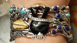 Native American Navajo Sterling Silver Wedding Vase Tribal Cuff Bracelet Medium
