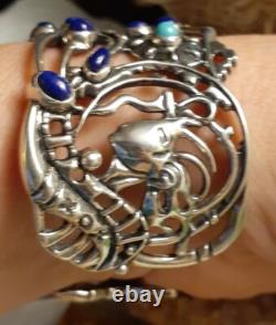 Native American Navajo Sterling Silver Wedding Vase Tribal Cuff Bracelet Medium