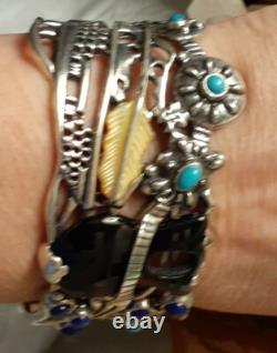 Native American Navajo Sterling Silver Wedding Vase Tribal Cuff Bracelet Medium