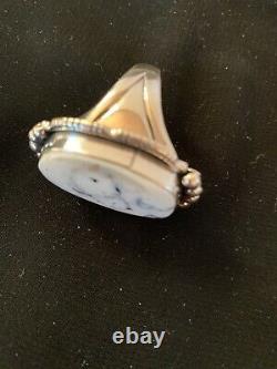 Native American Navajo Sterling Silver White Buffalo Turquoise Ring Set 11 3226