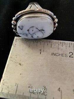 Native American Navajo Sterling Silver White Buffalo Turquoise Ring Set 11 3226