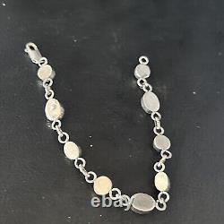 Native American Navajo Sterling Silver White Opal Link Bracelet 14648