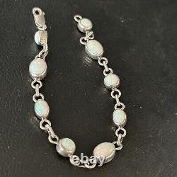 Native American Navajo Sterling Silver White Opal Link Bracelet 14648