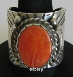 Native American Navajo Sterling Spiny Oyster Ring Size 11 Signed Delvin John