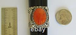 Native American Navajo Sterling Spiny Oyster Ring Size 11 Signed Delvin John