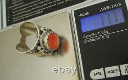 Native American Navajo Sterling Spiny Oyster Ring Size 11 Signed Delvin John