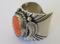 Native American Navajo Sterling Spiny Oyster Ring Size 11 Signed Delvin John