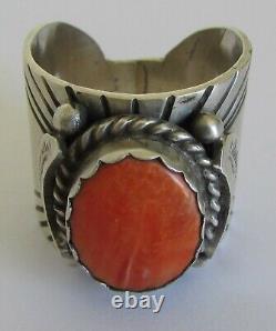 Native American Navajo Sterling Spiny Oyster Ring Size 11 Signed Delvin John