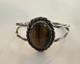 Native American Navajo Sterling Tiger's Eye Cabochon Vintage Cuff Bracelet