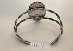 Native American Navajo Sterling Tiger's Eye Cabochon Vintage Cuff Bracelet