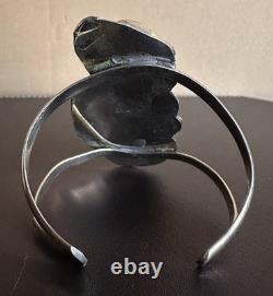 Native American Navajo Sterling Turquoise & Coral Sterling Silver Cuff Bracelet