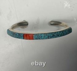 Native American Navajo Sterling Turquoise Cuff Bracelet