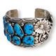 Native American Navajo Stover Paul Sterling Silver Turquoise Cuff Bracelet