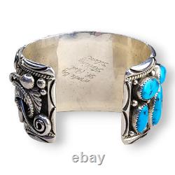 Native American Navajo Stover Paul Sterling Silver Turquoise Cuff Bracelet