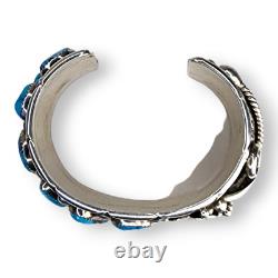 Native American Navajo Stover Paul Sterling Silver Turquoise Cuff Bracelet