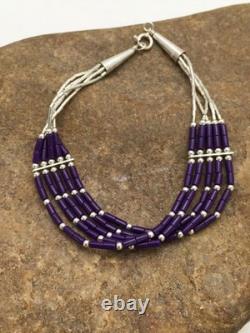 Native American Navajo Sugilite Heishi Bracelet Sterling Silver 7 2933
