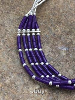 Native American Navajo Sugilite Heishi Bracelet Sterling Silver 7 2933