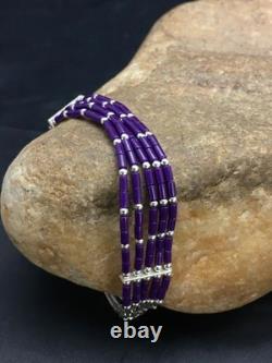 Native American Navajo Sugilite Heishi Bracelet Sterling Silver 7 2933