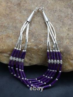 Native American Navajo Sugilite Heishi Bracelet Sterling Silver 7 2933