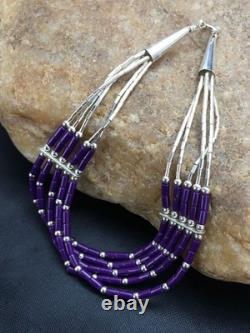 Native American Navajo Sugilite Heishi Bracelet Sterling Silver 7 2933