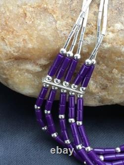 Native American Navajo Sugilite Heishi Bracelet Sterling Silver 7 2933